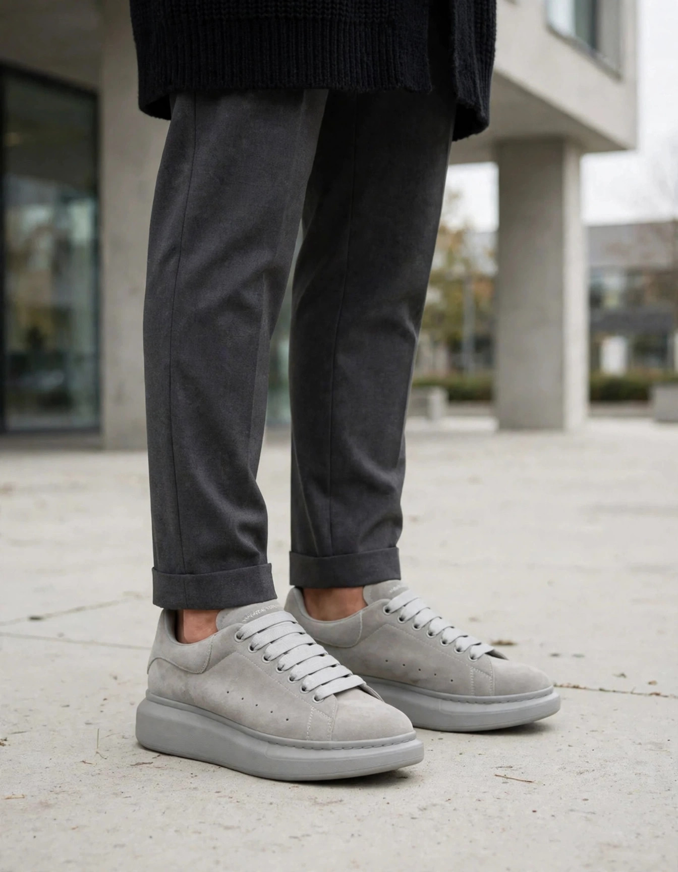 Alexander McQueen Oversized Sneaker — Grey Suede