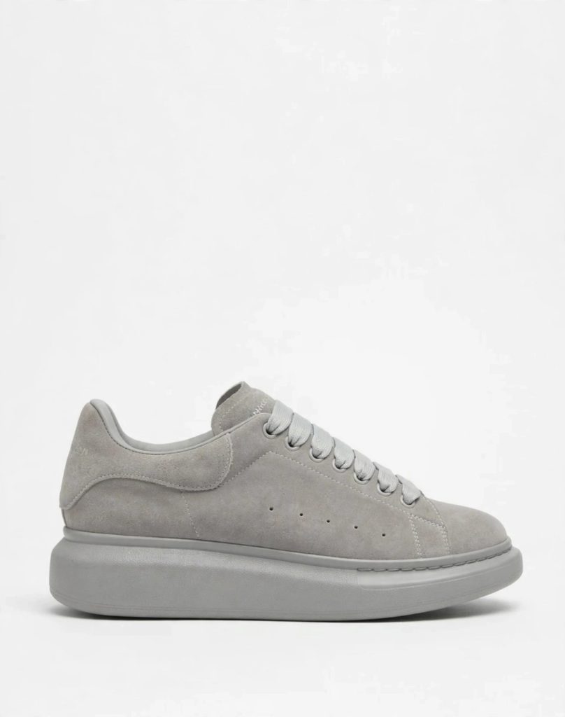 Alexander McQueen Oversized Sneaker — Grey Suede for sale — standing shot
