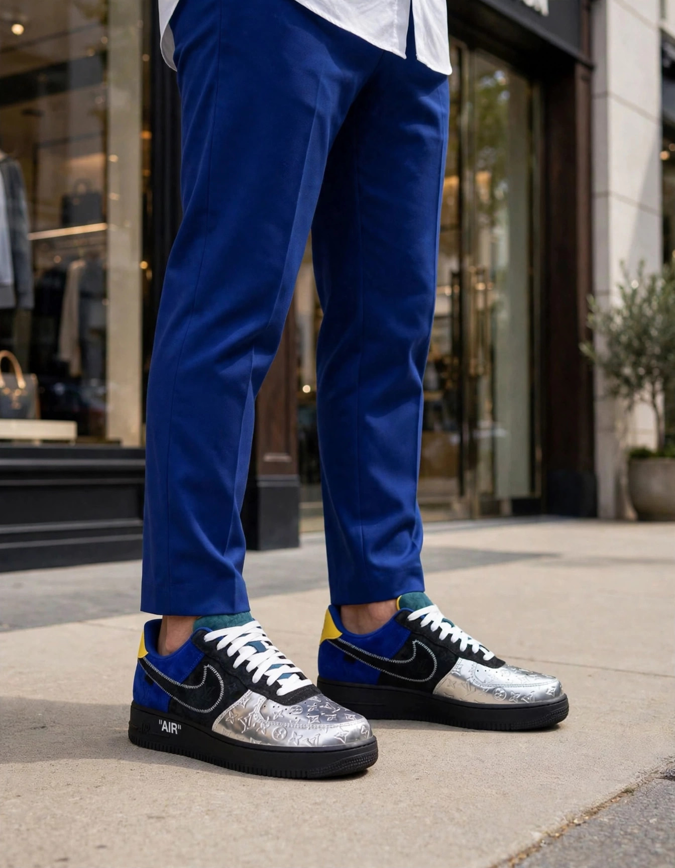 Louis Vuitton x Nike Air Force 1 Low "Black Metallic Silver"