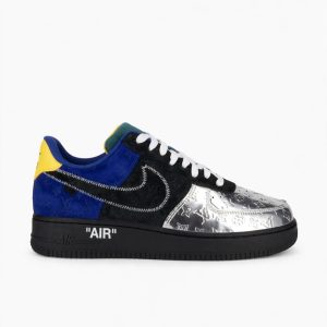 Louis Vuitton x Nike Air Force 1 Low "Black Metallic Silver" for sale — standing shot