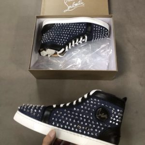Christian Louboutin Louis Spikes High-Top — Denim for sale