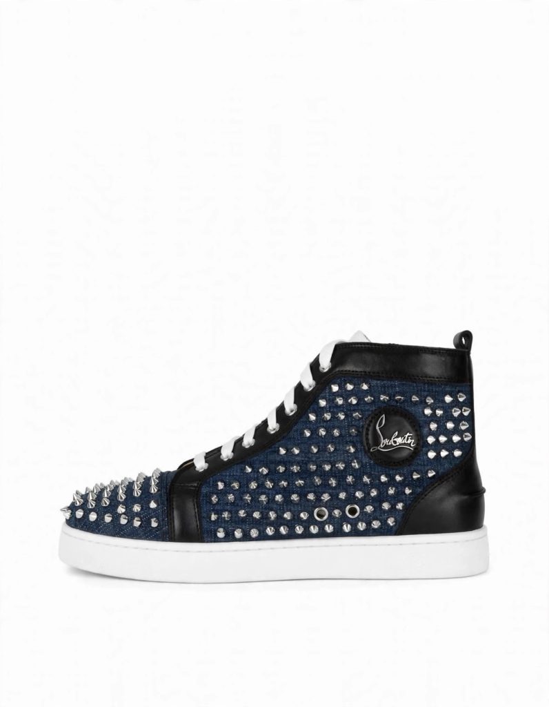 Christian Louboutin Louis Spikes High-Top — Denim for sale — standing shot