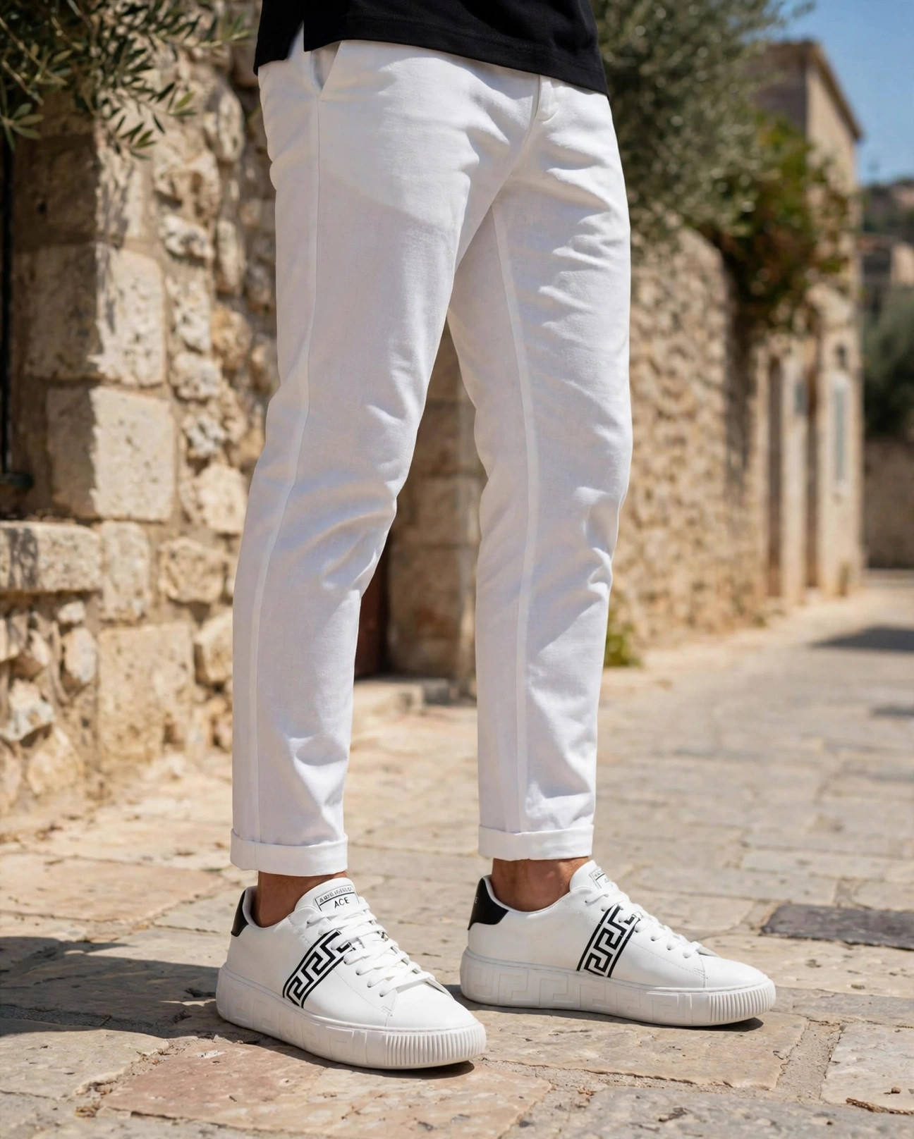 Versace La Greca Low-Top — White/Black