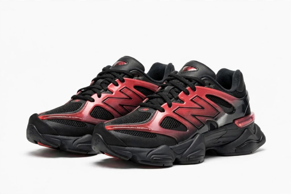 New Balance 9060 X "Black/Red Gradient" for sale — standing shot