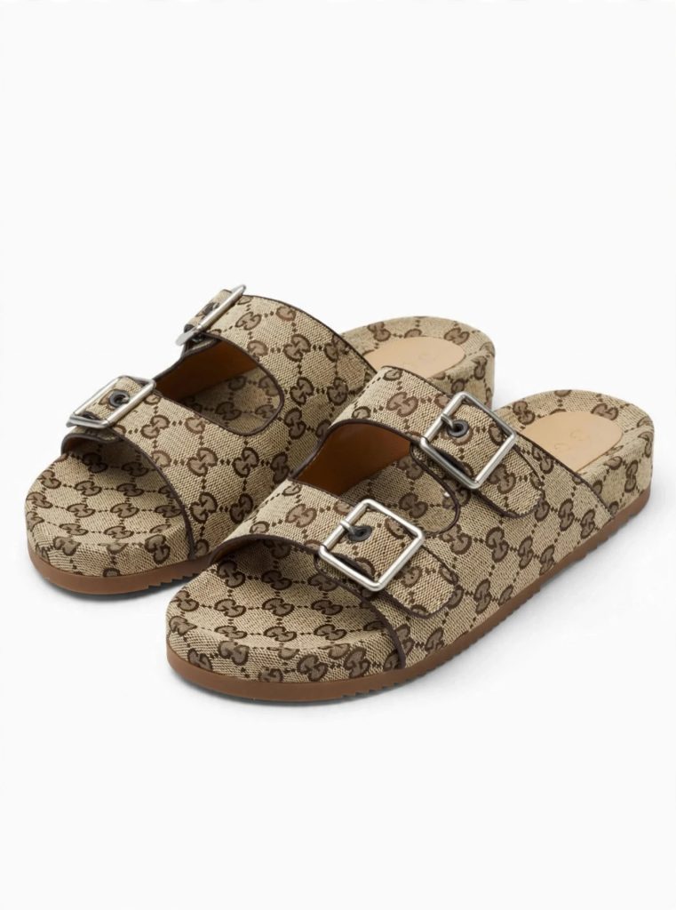 Gucci GG Canvas Flatform Slide (Women's) for sale — standing shot
