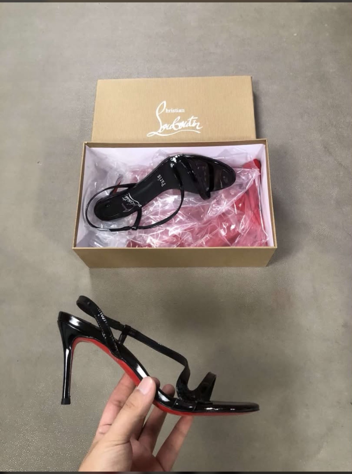 Christian Louboutin "Rosalie" Slingback — Black Patent (Women's) for sale — in box
