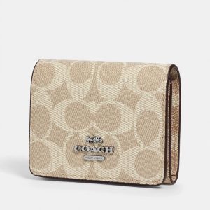 Coach Mini Wallet — Signature Canvas, Light Khaki (Women's) — product shot