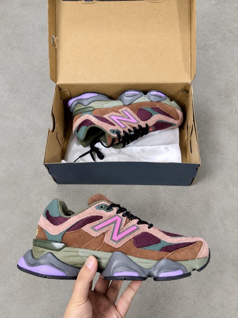 New Balance 9060 Rich Oak/Burgundy for sale — standing shot