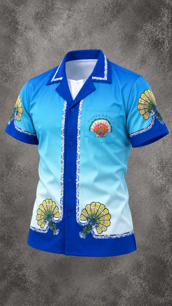 "Costa Blanca" Shell Camp Shirt — Blue