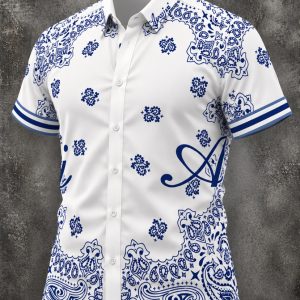 Amiri Bandana Print Shirt — White/Blue